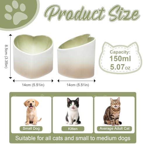 Ceramic Raised Cat Bowl Elevated Cat and Dog Bowls Whisker Friendly Tilted Elevated Cats Food Bowl Anti Vomit Pet Dish 4.72inches Height for Pet Easy Eating, Protect pet's Spine - Image 2