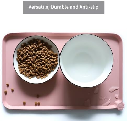 Hoki Found Silicone Pet Food Tray - High-Lips Dog Cat Bowl Mats - Waterproof Dog Cat Food Mats - Neutral Pink - Image 4