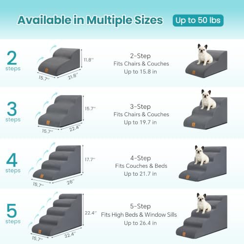 Dog Stairs for Small Dogs and Cats, 3-Step Dog Steps for Couch, 15.7" H - Image 3