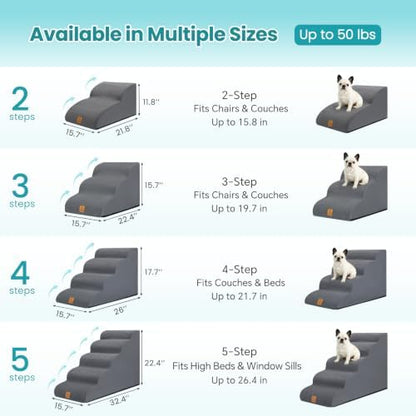 Dog Stairs for Small Dogs and Cats, 3-Step Dog Steps for Couch, 15.7" H - Image 3