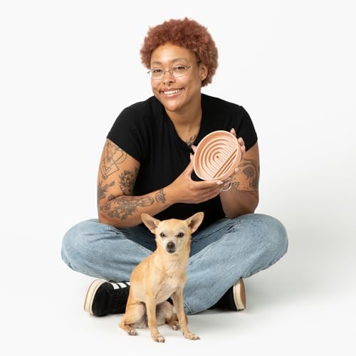 Slow Feeder Dog Bowl - Silicone Dog Bowl, Small, 6" x 1.25" - Blush - Image 2