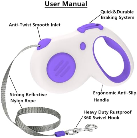 Retractable Dog Leash 16Ft/5M for Small Medium Dog 50lbs (Purple) - Image 5
