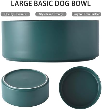 8'' Ceramic Dog Bowl - 70Oz Classic Dogs Food & Water Bowl for Medium and Large Breeds, Heavy-Duty Non-Slip Dog Dish, Food Grade Stoneware Pet Bowl, Dishwasher & Microwave Safe, Green - Image 2