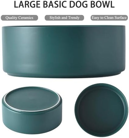 8'' Ceramic Dog Bowl - 70Oz Classic Dogs Food & Water Bowl for Medium and Large Breeds, Heavy-Duty Non-Slip Dog Dish, Food Grade Stoneware Pet Bowl, Dishwasher & Microwave Safe, Green - Image 2
