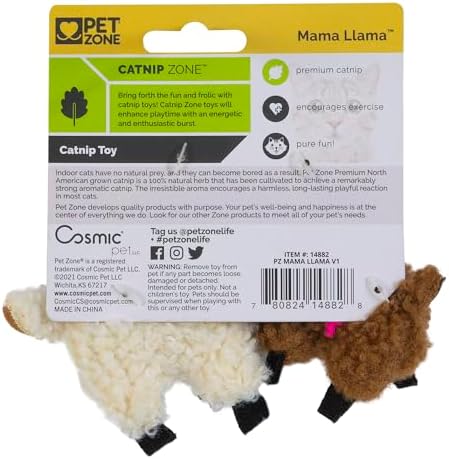 Pet Zone Mama Llama Soft Plush Catnip Filled Interactive Cat Toy, 2 Pack - Image 5