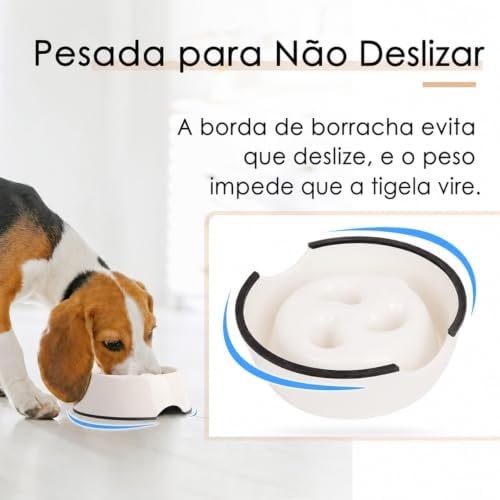 SUPERDESIGN Slow Feeder Dog Bowl Cat Bowl 1/2 Cup Slow Feeding Dog Bowl for Small Medium Breed Anti Gulping Healthy Eating Interactive Bloat Stop Fun Alternative Non Slip Puzzle Dog Food Bowl, White - Image 4
