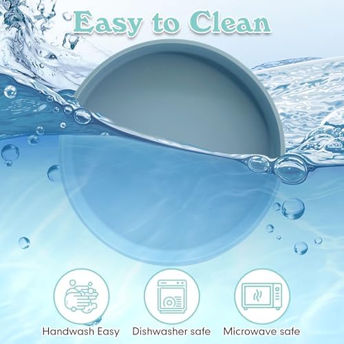 Silicone Dog Bowl Shallow Cat Food Bowls 7" Wide Puppy Plates Whisker Fatigue Pet Feeding Dishes for Dry Food and Wet Food Indoor (Round Blue) - Image 6