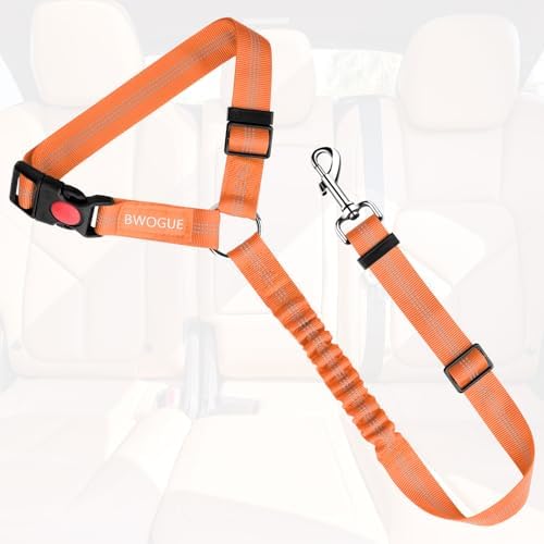 BWOGUE Dog Seat Belt for Car, Headrest Restraint Bungee Lead, Orange - Image 2
