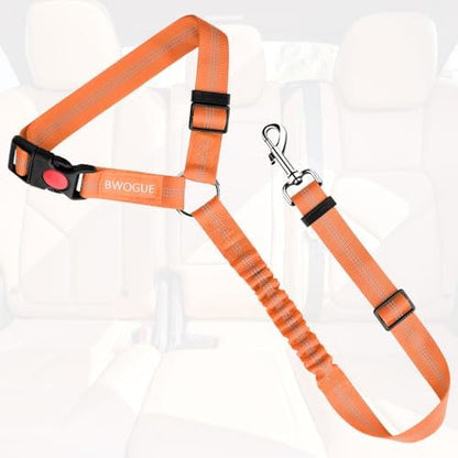 BWOGUE Dog Seat Belt for Car, Headrest Restraint Bungee Lead, Orange - Image 2