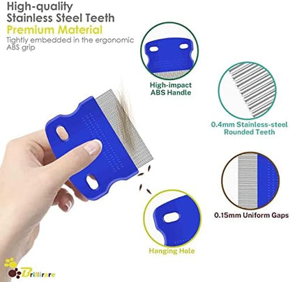 4 Pack Flea Lice Comb, Stainless Steel Dog Cat Grooming Combs with Rounded Teeth, Double Sided Professional Pet Tear Stain Remover, Dematting Tool for Small, Medium & Large Pets - Image 3