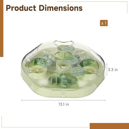 Interactive Cat Puzzle Feeder, Slow Feeder Cat Treat Puzzle, Food Dispensing Stimulation Toy with Detachable Lid, 2 Adjustable Difficulty Modes for Kittens Mental Stimulation (Green) - Image 5