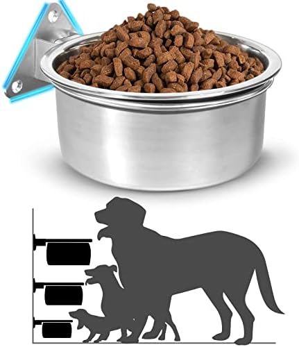 Raised Large Dog Bowls Wall Mount Pet Bowl, Collapsible Elevated Pet Bowl for Dog Cat Chicken Coop - 8 Cups / 2 Quart by Harhana