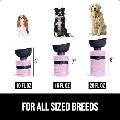 GORILLA GRIP Portable Dog Water Bottle, Food Grade Silicone, 12oz Pink - Image 6
