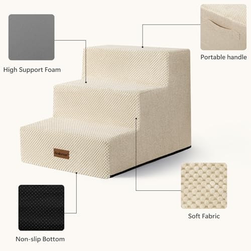 Aodisman Dog Stairs for Small Dogs,3-Step Wide Pet Stairs for Couch & Bed - Image 5