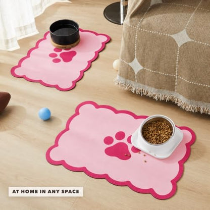 Scalloped Dog Feeding Mat, Coral Pink 17" X 22” - Image 2