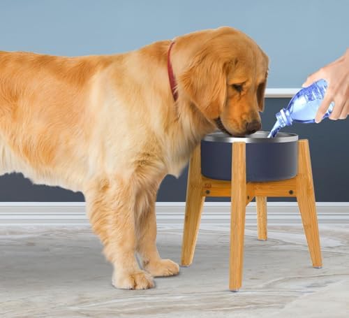 Dog Bowl Stand for Mid-Large Dogs | Adjustable, Bamboo, 12-inch High - Image 4