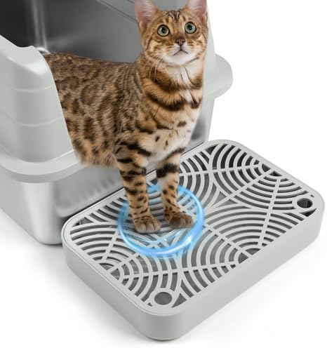 Cat Litter Box Step Non-Slip Cat Step with Filter Function, Light Grey by Bartuke