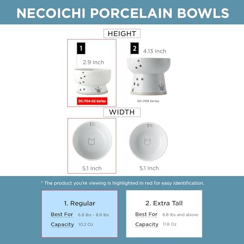 Necoichi Ceramic Elevated Cat Water Bowl, Whisker-Friendly (Fuji, Regular) - Image 7