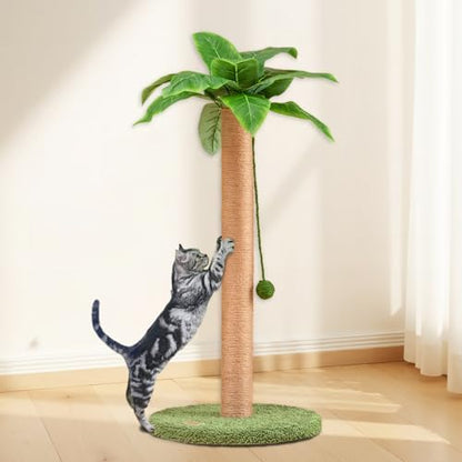 Meowoou Cat Scratching Post 33 Inch Tall Cat Scratcher for Indoor Cats Adults,Small Cat Tree Tower Sisal Rope Kitten Scratch with Interactive Hanging Ball - Image 6