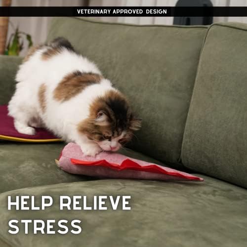 pawdaz Large Cat Toy Dino, Catnip Matatabi Silvervine Filled Help Relief Stress Interactive Indoor Cat Kicker with Bell and Smell(Pink) - Image 2
