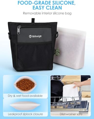 Gobeigo 4 Cup Dog Treat Pouch with Silicone Insert Bag& Clicker(Gray) - Image 2