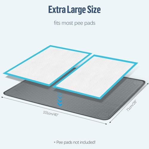 Pee Pad Holder for Dogs 40''x28'' Silicone Puppy Pee Pad Tray, Dark Grey - Image 2