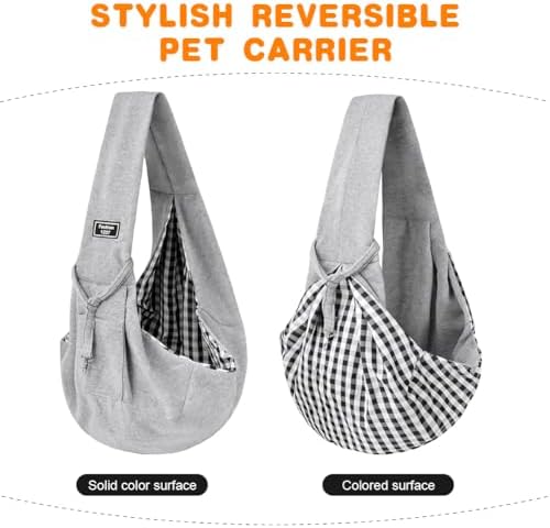 Dog Sling Carrier with Padded Strap, Reversible Pet Carrier for Cat Dogs, Hands Free Puppy Sling with Pocket, Dog Carriers for Small Dogs Cats, Cat Purse Bag Outdoor Travel Safety Harness - Image 4