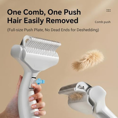 Self Cleaning Deshedding Comb, Undercoat Rake for Dogs & Cats(ivory white) - Image 3