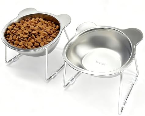 2 Pack Elevated Pet Bowls for Small Cats and Dogs 15° Tilted by Unknown