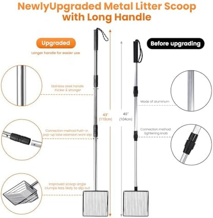 PETOCAT Cat Litter Scoop 43 inch Metal Litter Scooper with Stainless Steel Long Handle, Upgraded Large Kitty Box Scooper Heavy Duty Deep Shovel for Fast Sifting, Dog Waste Scooops for Outside Pet Poop - Image 6
