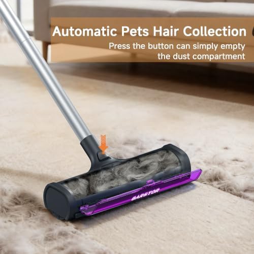 Pet Hair Remover for Carpet, Carpet Sweeper with Dust Container - Image 3