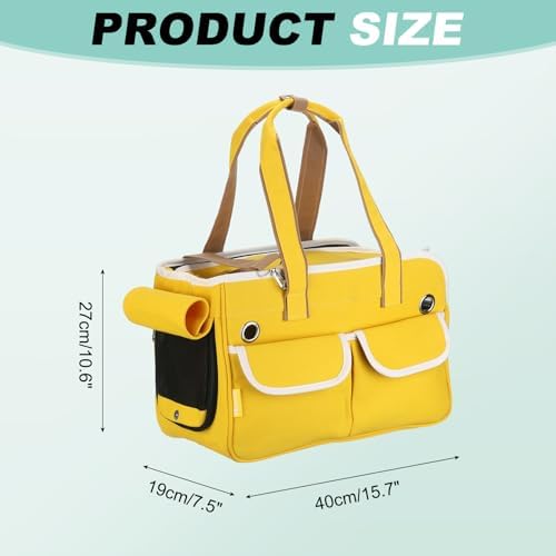Cat Carrier for Pet, Adjustable Shoulder Strap, Breathable Dog Carrier Cat Carrying Case Animal Travel Bag Up to 16.5 lbs (Yellow), Intended for Hiking/Camping/Traveling - Image 2
