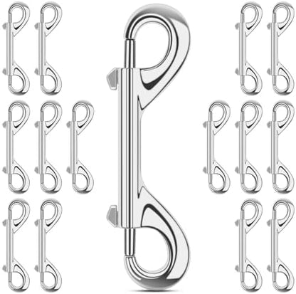 ERKOON 15 Pack Heavy Duty Snap Hooks Double Sided Clips for Hanging Horse Tack Sling Feed Buckets Dog Leash Collar Key Chain Zinc Alloy Metal Snaps Clip (4 Inch) by ERKOON