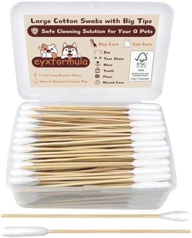 eyxformula Dog Ear Cleaning Swabs, 2 Size Cotton Tips, 100 Long & 100 Large by eyxformula