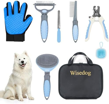 Wisedog Dog Grooming Kit, Upgraded Blue, 7PCS by WisedogPetSupplies