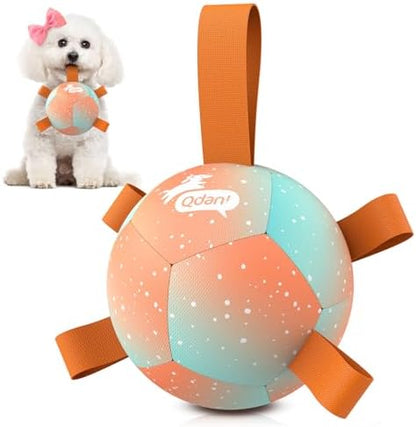 QDAN Small Puppy Dog Balls Toys, Dog Soccer Ball with Straps, 5 Inch by QDAN