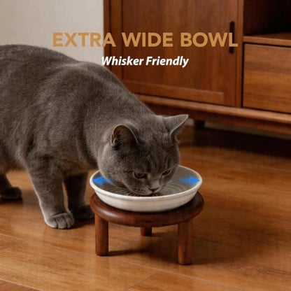 Havniva Elevated Cat Bowls, Ceramic Cat Bowl with Wood Stand, Wide Opening - Image 6