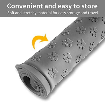 2 Pack Pet Placemat for Dog and Cat, Mat for Prevent Food and Water Overflow, Suitable for Small, Medium and Big Pet, 18" 12", Grey, Silicone - Image 3