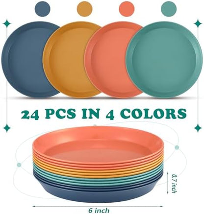 Gerrii 24 Pieces Fatigue Relief Cat Bowl 6 Inch Shallow Cat Food Dish Stray Wet Feeding Bowls Wide and Small Pet Plates for Ferrets Feral Short Legged Kitten Shelter(Elegant Color,Convention) - Image 2