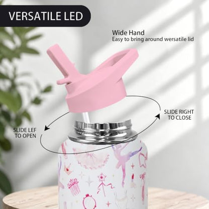 32oz Ballet Stainless Steel Insulated Water Bottle with Straw, Dance Themed Sports Coffee Travel Mug, Ballet Gifts for Women Girls Dancer Dance Decor Accessories - Image 4