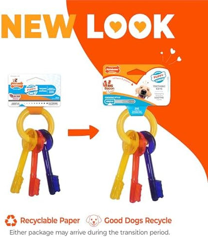 Nylabone Puppy Chew Teething Key Ring Dog Chew Toy, Bacon Flavor, Small - Image 2