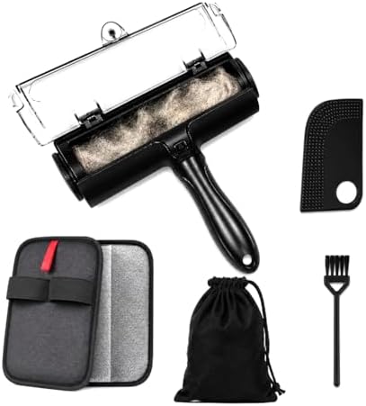 Reusable Pet Hair Remover Roller - 5-Piece Dog & Cat Hair Remover Kit for Couch, Furniture, Carpet, Car Seats & Clothes with Deshedding Glove, Fur Scraper & Cleaning Brush by Unknown