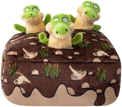 Hollypet Squeaky Hide and Seek Dog Toys for Small and Medium, Crocodile by Hollypet