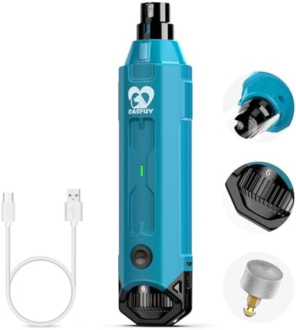 Casfuy 6-Speed Dog Nail Grinder - Newest Enhanced Pet Nail Grinder Super Quiet Rechargeable Electric Dog Nail Trimmer Painless Paws Grooming & Smoothing Tool for Large Medium Small Dogs (Bright Blue) by casfuy