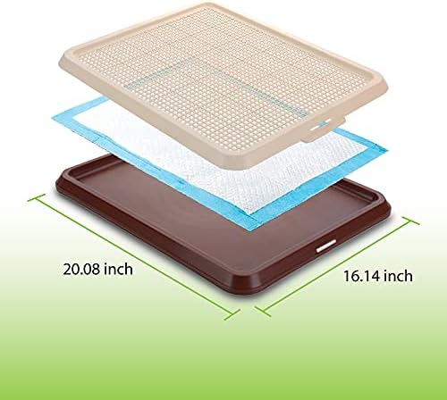 BANU Puppy Pee Pad Holder Indoor Outdoor Dog Potty Toilet Training Tray 20" x 16" for Small and Medium Dogs (Ivory) - Image 2