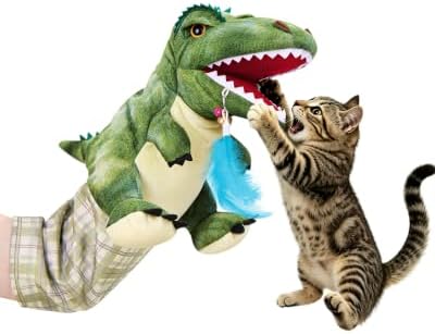 T-Rex Dinosaur Cat Puppet Glove, Interactive Toy with Movable Jaw by RZPTL