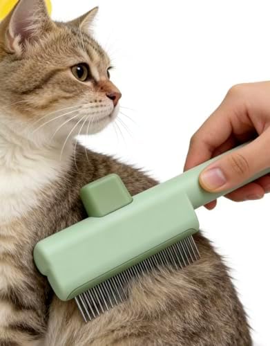 2pcs of Pet Brush for Cats and Dogs, Stainless steel comb, Deshedding tool 7.5"x 2.7", Cat comb,Dematting Comb,Self-Cleaning Hair Remover comb - Image 5