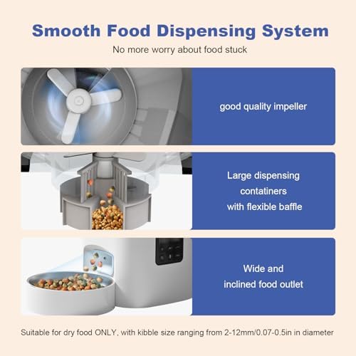 Automatic Cat Feeder, 6L Cat Food Dispenser with 10s Voice Recorder, Pet Feeder up to 8 Meals per Day, Timed Feeder with Dry Food Sealed Ring (White-D-Basic) - Image 4