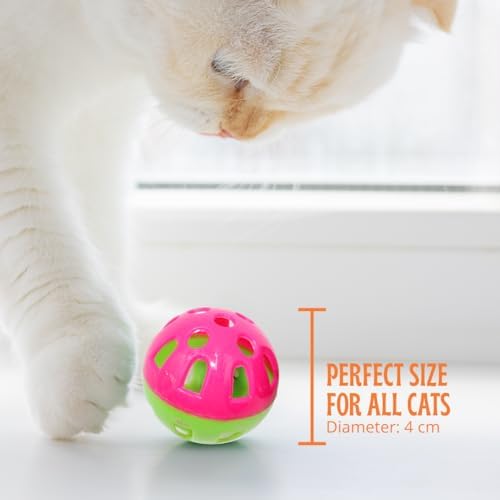 50-Pack Cat Toy Balls with Bells 1.6” Plastic Lattice Jingle Balls for Indoor Cats and Kittens Colorful Interactive Chasing and Batting Toys for Active Play - Image 4