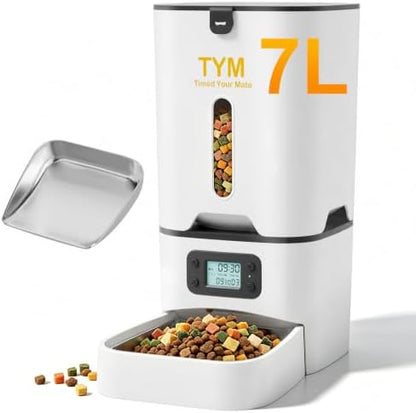 Automatic Cat Feeder 7L, 9 Meals/Day Food Dispenser for Cats Small Dog Pet by TYM